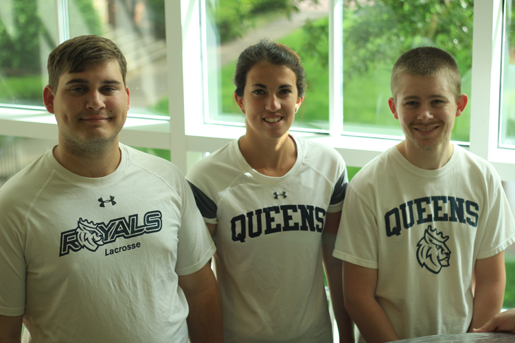 Patrick Willard, Carlotta Nassi, and Connor Keith of Queens University of Charlotte, in preparation for the Queens in Rio project.