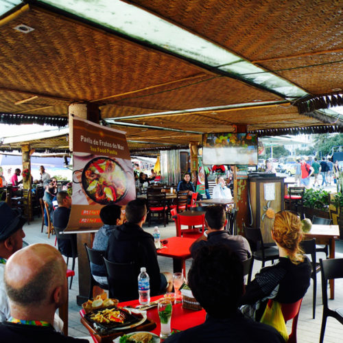 Outdoor bar at Copacabana beach in Rio de Janeiro during the Olympic Games, August 2016. Photo by Ashley Osiecki