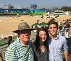 Bob Page, Jamie Doolittle, and Danilo Lacalle at medal ceremony for equestrian dressage, Rio 2016 Olympic Games, Aug. 16, 2016