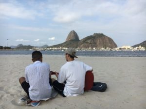 Two residents of rio playing music on the Botafogo beach